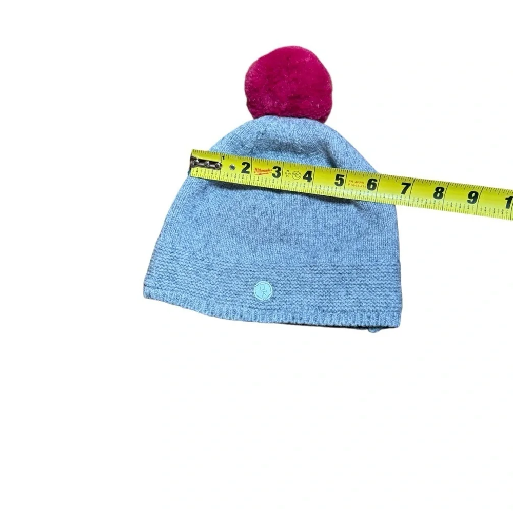 Okaïdi Kids Unisex Gray Knit Beanie Hat Fleece Lined Pom Pom Winter Size 54/56